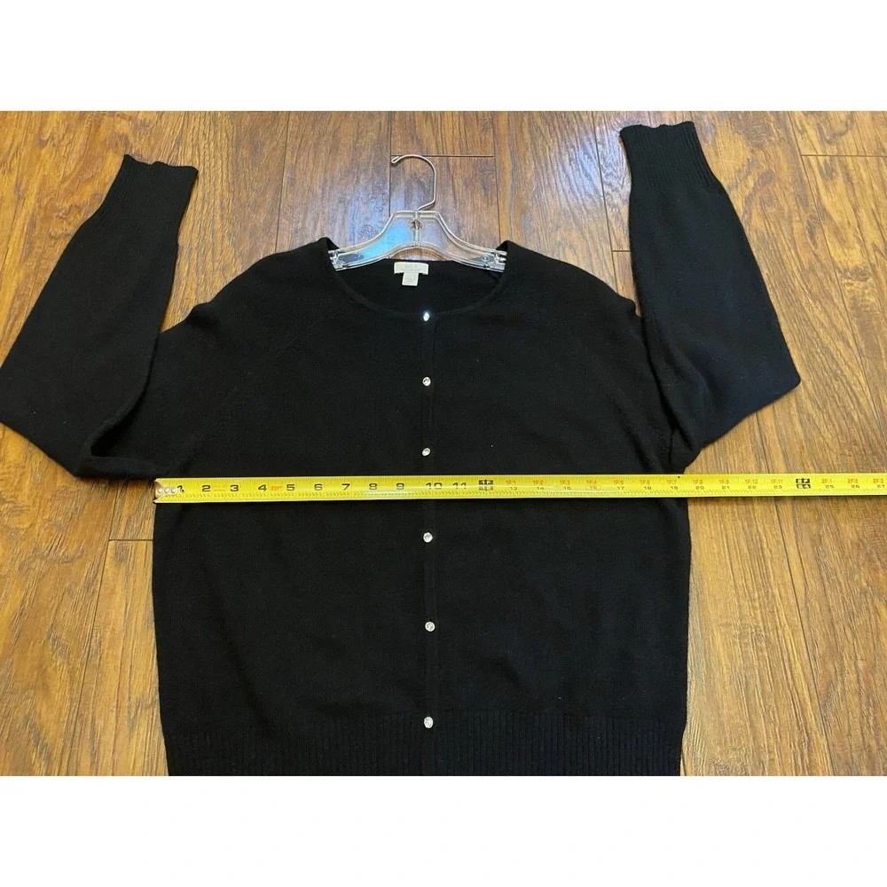 Apt. 9 100% Cashmere Rhinestone Cardigan Sweater Black Large Holiday Elegant